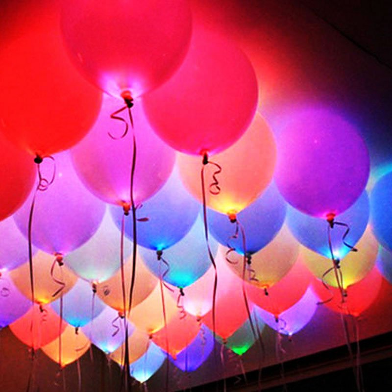 1 Happy Birthday Printed LED Multi Color Latex Balloons - 5 Pcs - Image 1