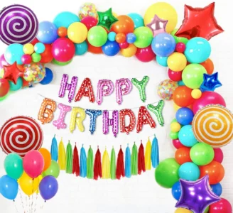 Multi Color Theme Birthday Party Decorations Full Set of Balloons & Items