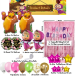 Masha and the Bear theme birthday decoration items list by partypanda.pk.