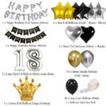 Happy Birthday Decoration Set (Black Gold Silver)