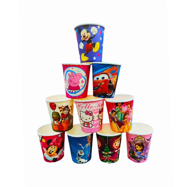 PARTY-2 Cartoon Theme Party Disposable Paper Cup Glass For Birthday- 10 Pcs Pack - Image 1