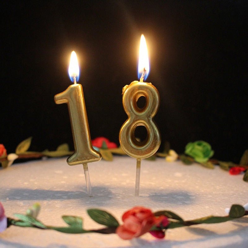 Regular-Number-candles Gold Metallic Regular Number Birthday Cake Candles - Image 1