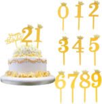 Digit Acrylic Cake Topper Golden