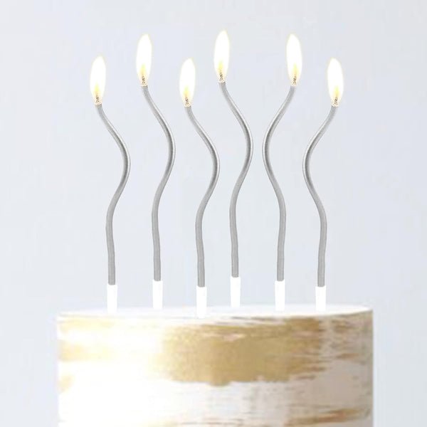 minsilver Chrome Twisty Cake Candles - 6 Pcs - Image 1