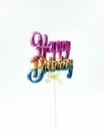 Plastic Happy Birthday Cake Topper - Single Color - Image 2