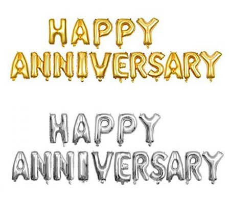 r-happy-anniversary Happy Anniversary Foil Balloons Set - Gold/Silver - Image 1