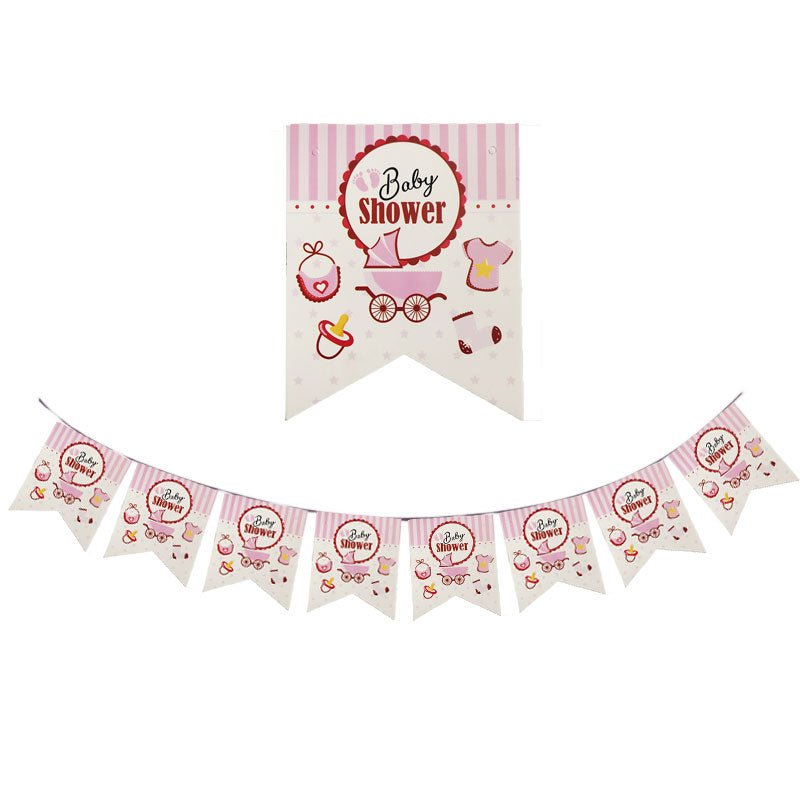 shower-girl Baby Shower Party Bunting Flags Banner - 8 Flags - Image 1